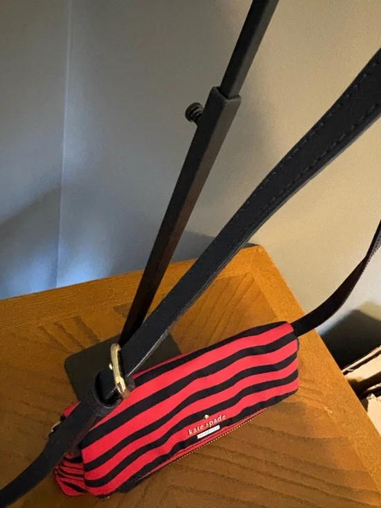kate spade Pink and Navy Striped Crossbody Bag RARE with Storybook  lining! - Picture 3 of 8